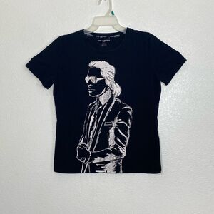 KARL LAGERFELD Women’s Black T Shirt with Front Print Size M